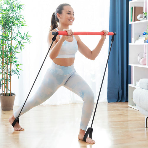 Barra de Fitness com Bandas de Resistência e Guia de Exercícios