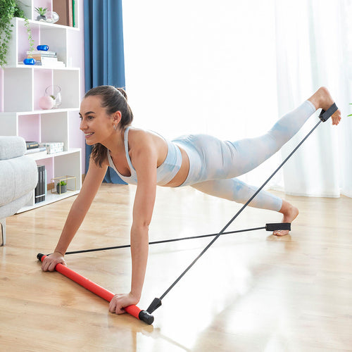 Barra de Fitness com Bandas de Resistência e Guia de Exercícios