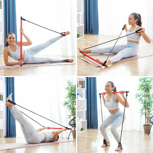 Barra de Fitness com Bandas de Resistência e Guia de Exercícios