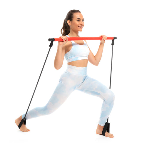Barra de Fitness com Bandas de Resistência e Guia de Exercícios