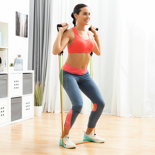 Conjunto de Bandas de Resistência com Acessórios e Guia de Exercícios Rebainer