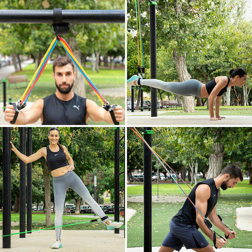 Conjunto de Bandas de Resistência com Acessórios e Guia de Exercícios Rebainer