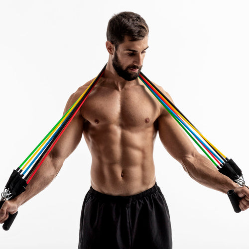 Conjunto de Bandas de Resistência com Acessórios e Guia de Exercícios Rebainer