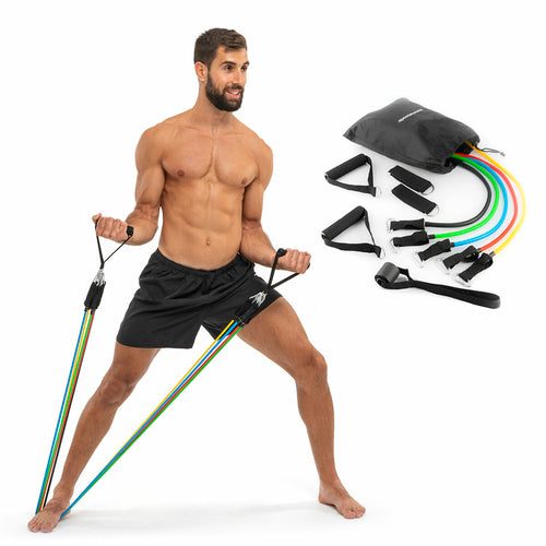 Conjunto de Bandas de Resistência com Acessórios e Guia de Exercícios Rebainer
